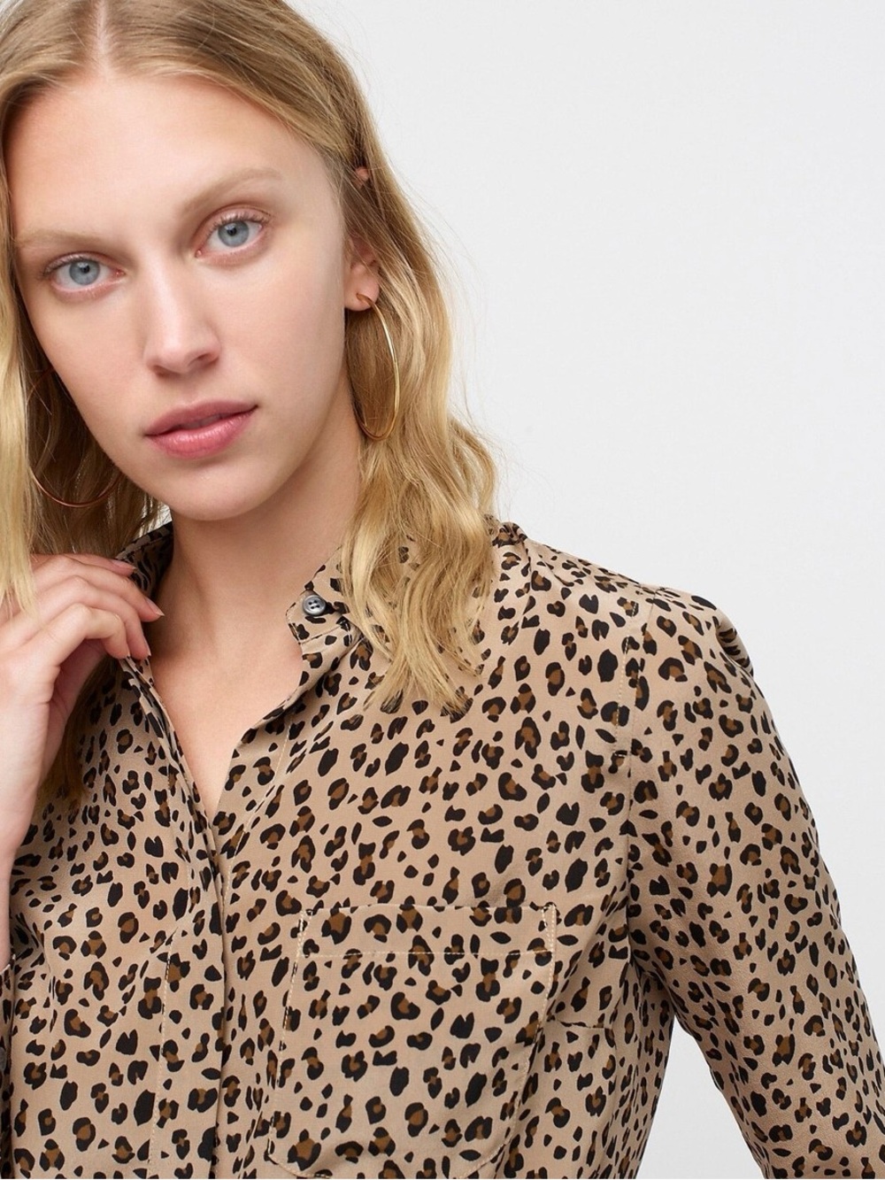 J.Crew Silk Button-up Shirt in Leopard